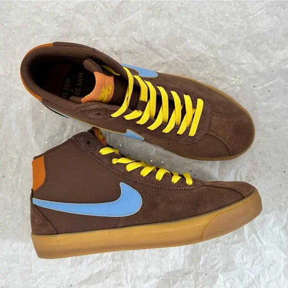 Nike SB Bruin Hi Premium Sneakers Shoes Suede Brown “Why So Sad” - Picture 7 of 9